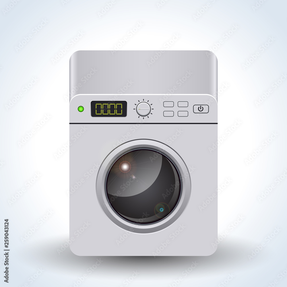 Washing machine realistic vector icon 