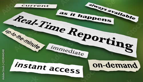 Принти на полотні Real-Time Reporting News Headlines Instant Access 3d Illustration