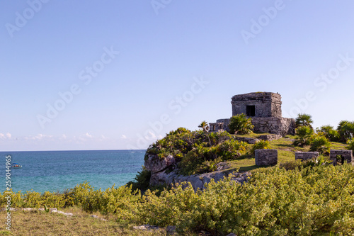 Tulum. Mexico. Maya temple ruins.