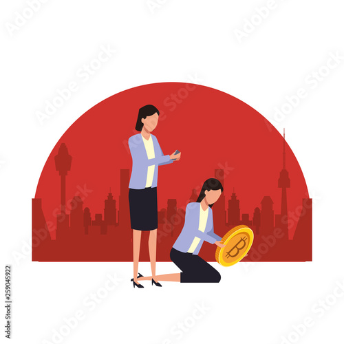Business people with bitcoins