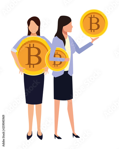 Business people with bitcoins