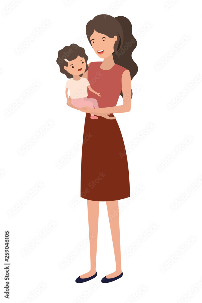 woman with baby avatar character