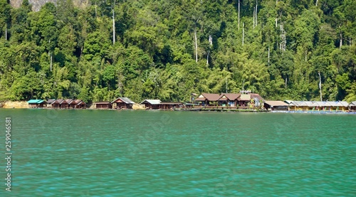 tropical landscape on chiao lan lake in khao sok