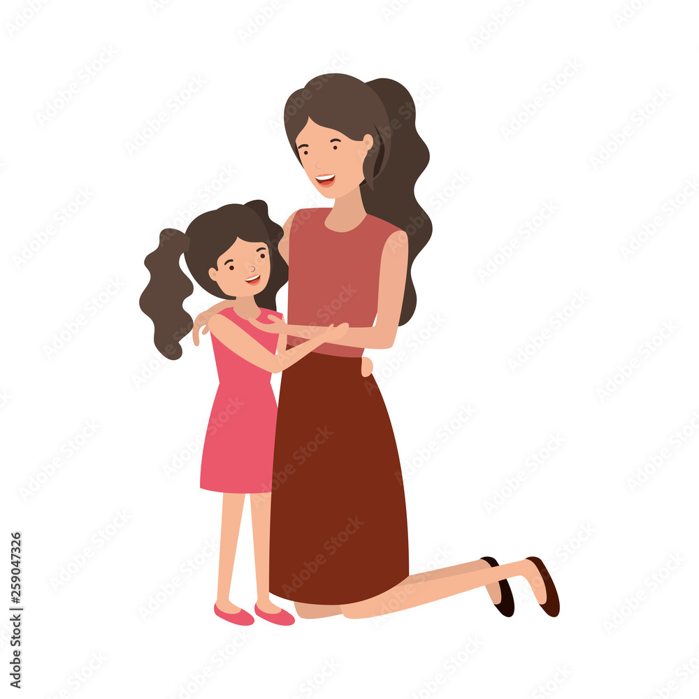 woman with daughter avatar character woman with daughter avatar character