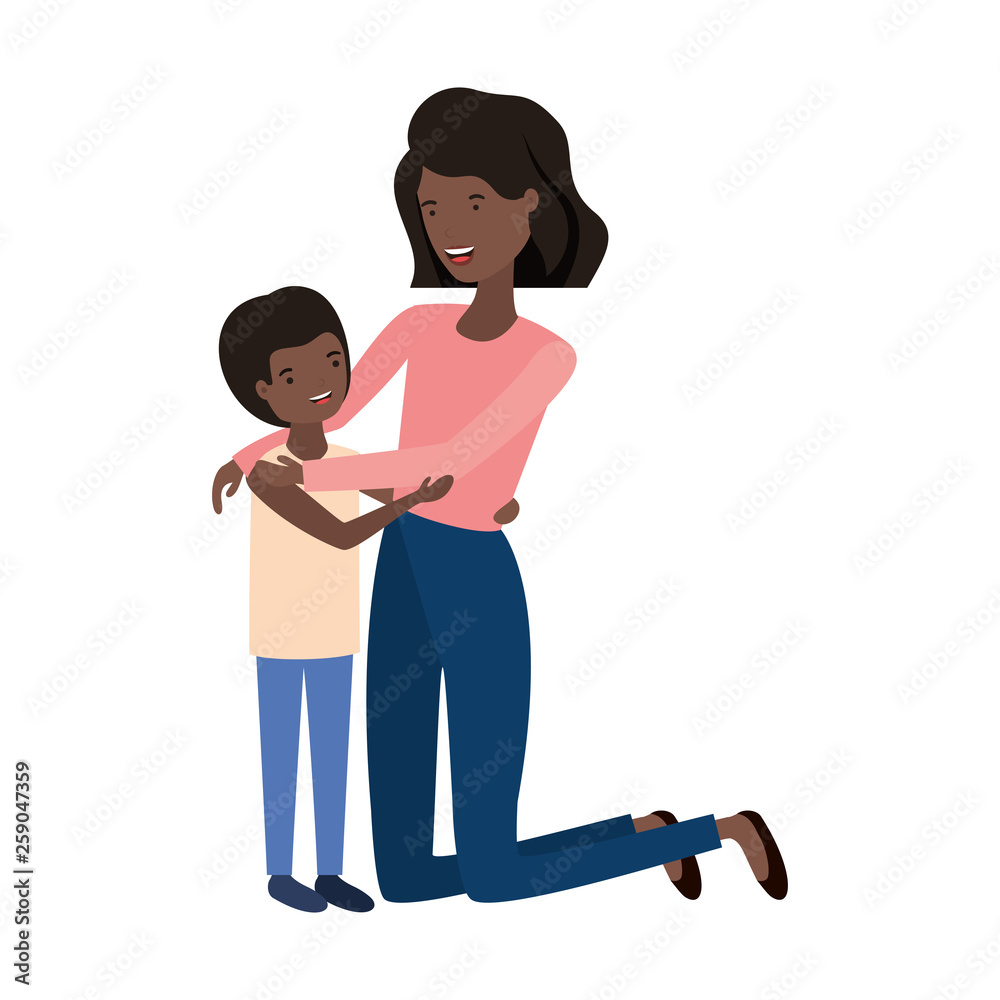 woman with son avatar character woman with son avatar character