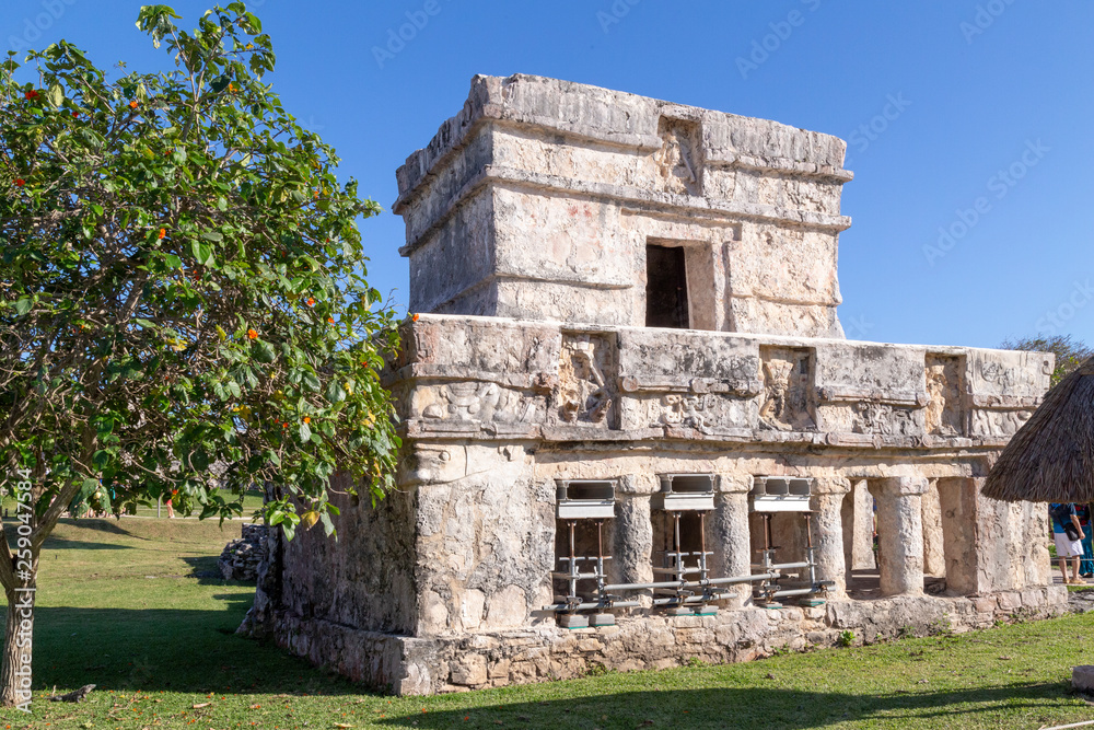 Tulum. Mexico. Maya temple ruins.