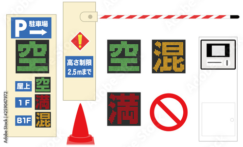 駐車場のパーキングメーターイラスト素材セット parking meter material set