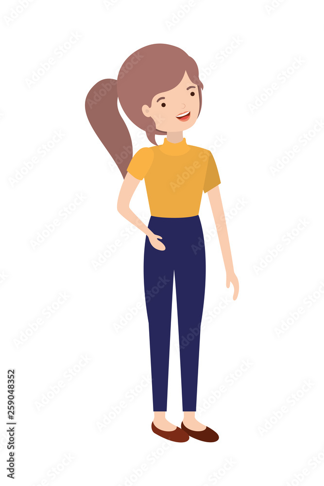 young woman standing avatar character