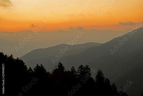 Sunset colorful  layers on Max Patch Mountain.