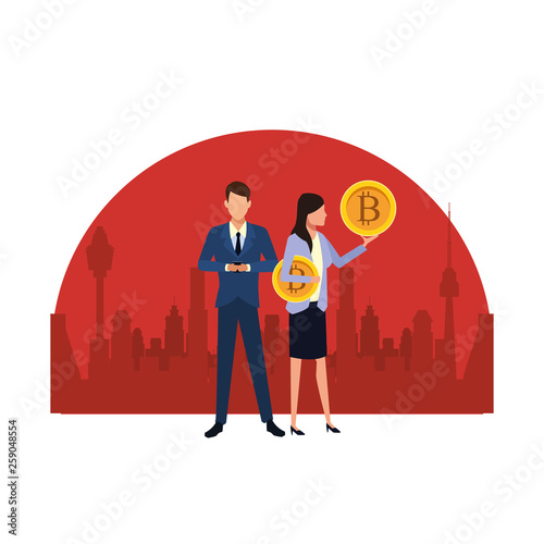 Business people with bitcoins