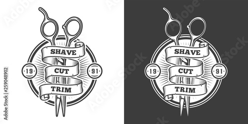 Vintage barbershop round badge