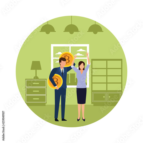 Business people with bitcoins