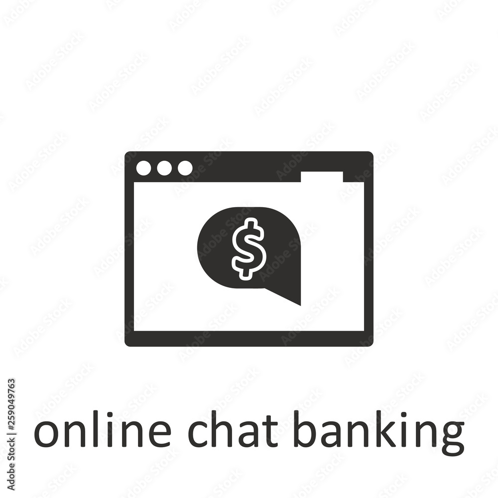 Online chat banking, icon, black. Element mobile concept and web apps illustration. Thin line icon for website design and development, app development. Vector icon Online chat banking, icon, black. Element mobile concept and web apps illustration. Thin line icon for website design and development, app development. Vector icon