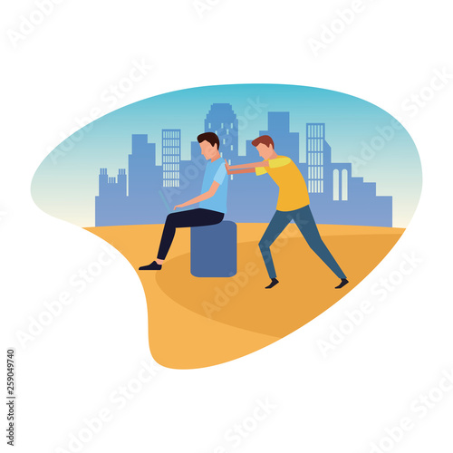 Coworkers teamwork cartoon