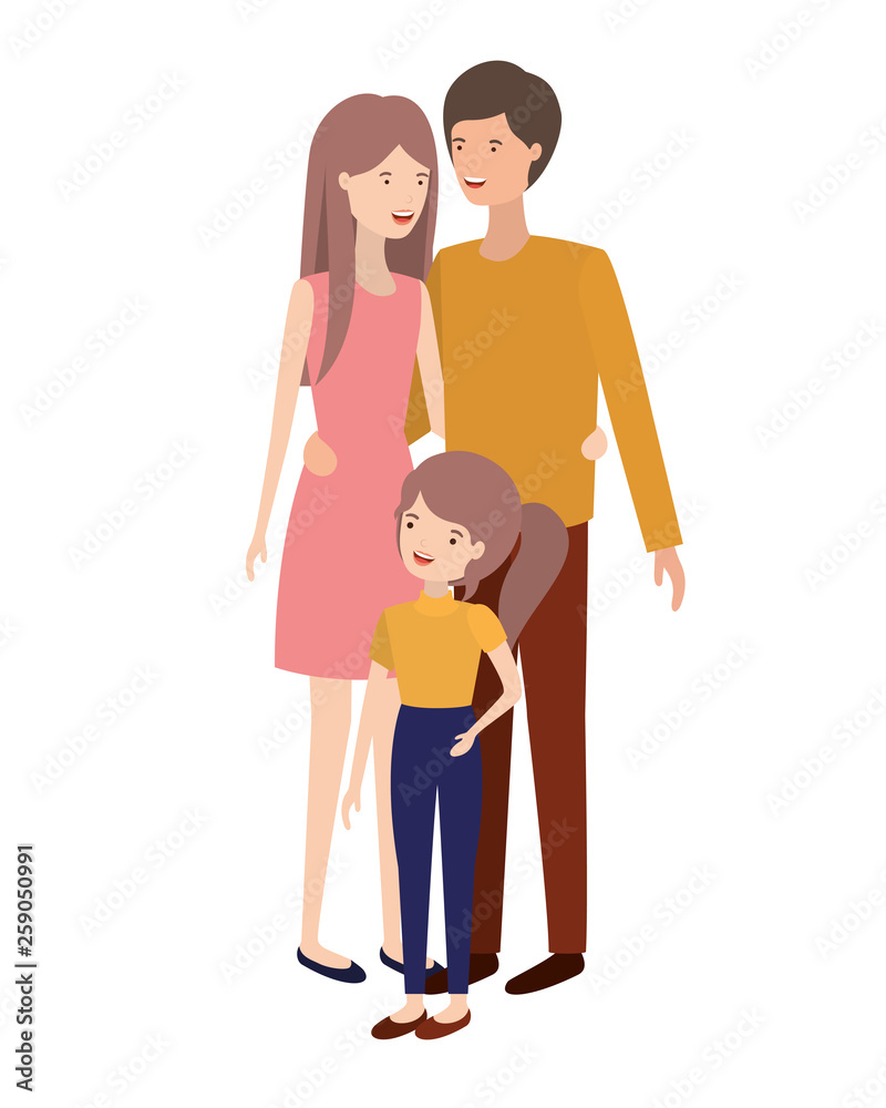 parents couple with daughter avatar