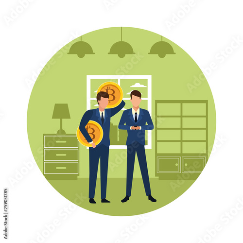 Business people with bitcoins