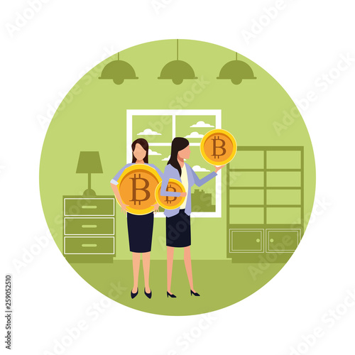 Business people with bitcoins