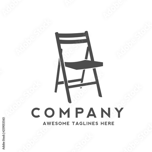 creative simple chair furniture logo design concept
