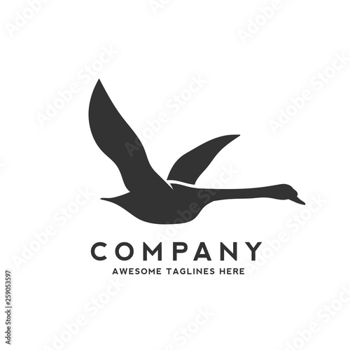 Swan fly logo design template vector illustration