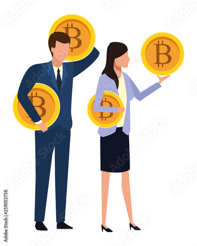 Business people with bitcoins