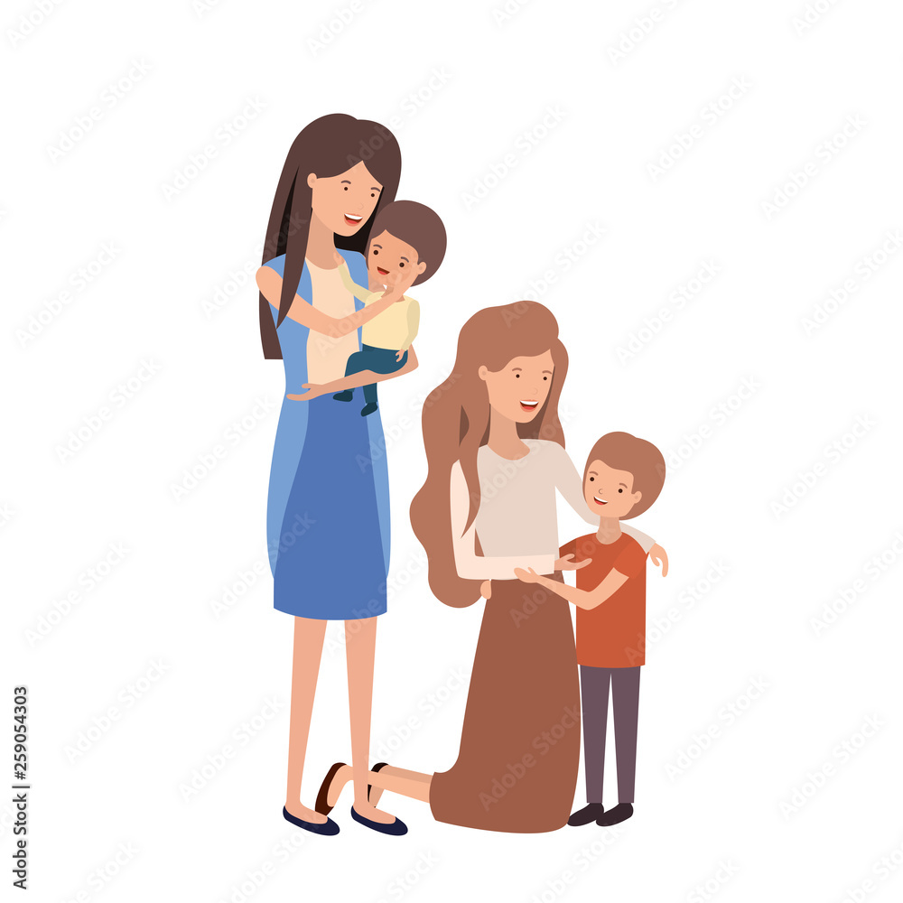 women with children avatar character women with children avatar character