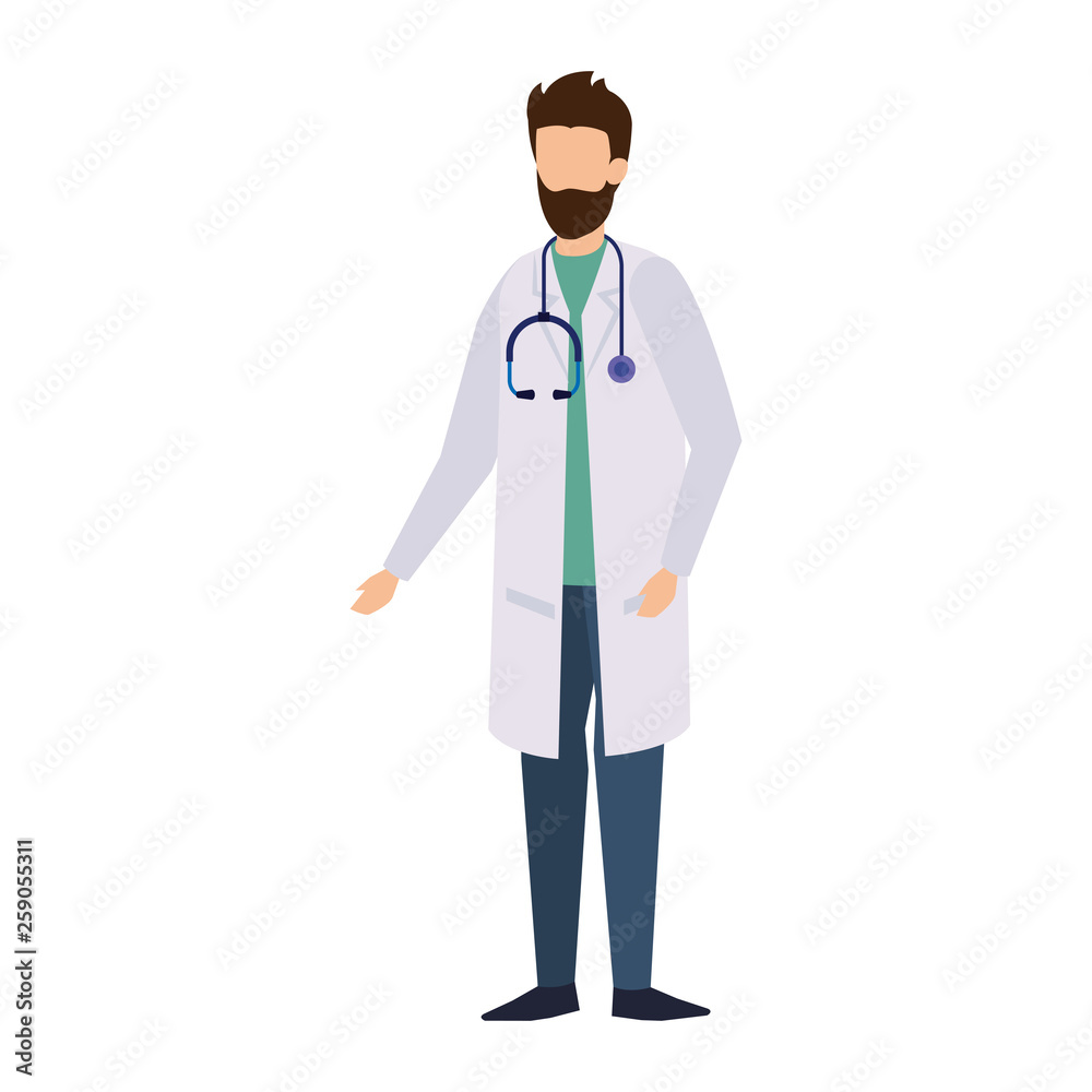 professional doctor with stethoscope character professional doctor with stethoscope character