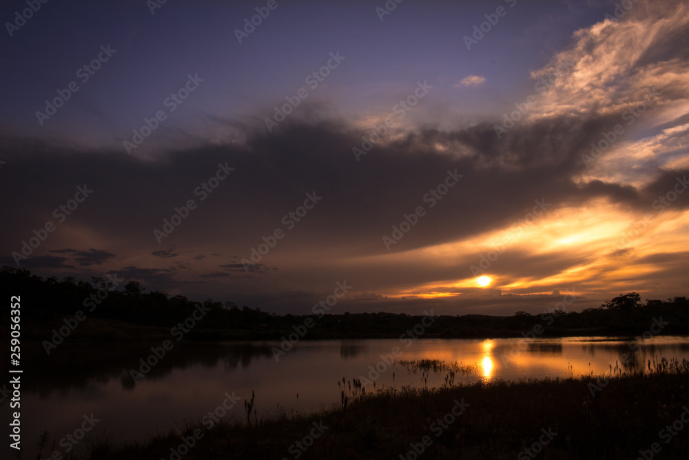 sunset over the lake