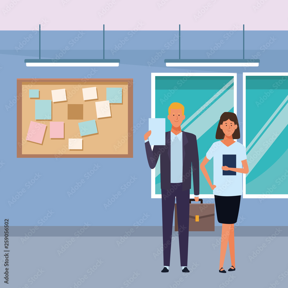 business couple avatar cartoon character in the office business couple avatar cartoon character in the office