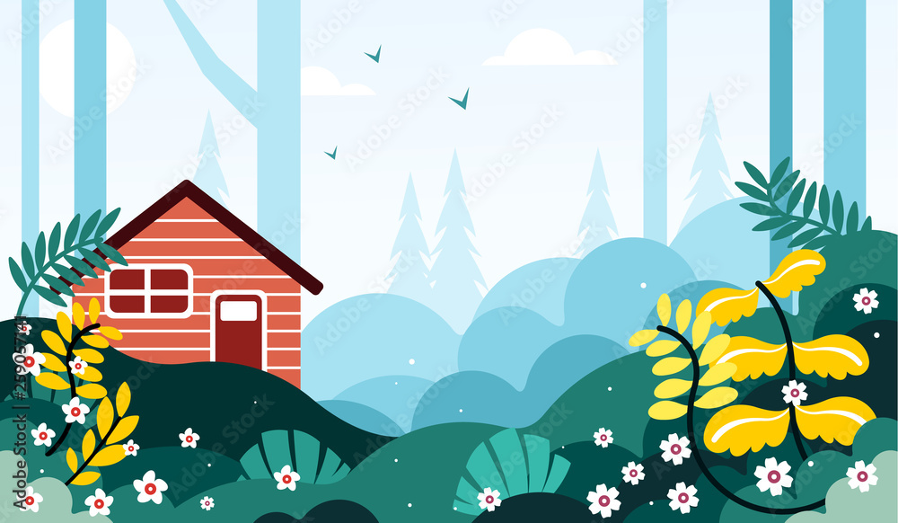 Beautiful scenery the edge of the forest vector illustration Beautiful scenery the edge of the forest vector illustration
