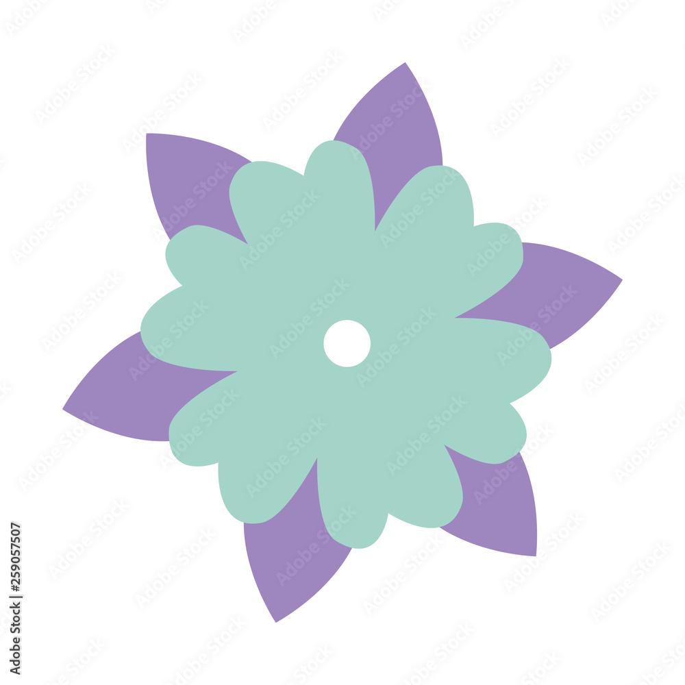 Fototapeta premium beautiful flower with leafs decorative icon
