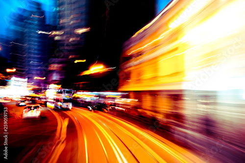 Abstract image of night traffic light trails in the city