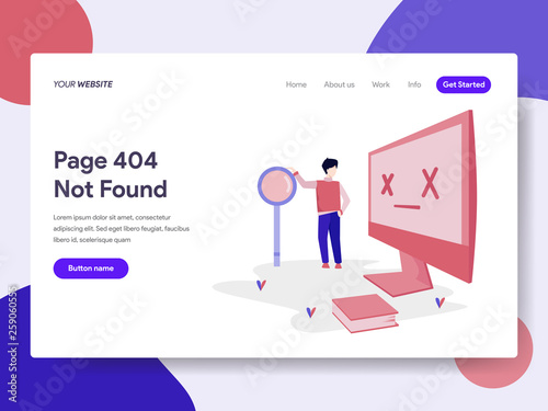 Landing page template of 404 Error. Modern flat design concept of web page design for website and mobile website.Vector illustration