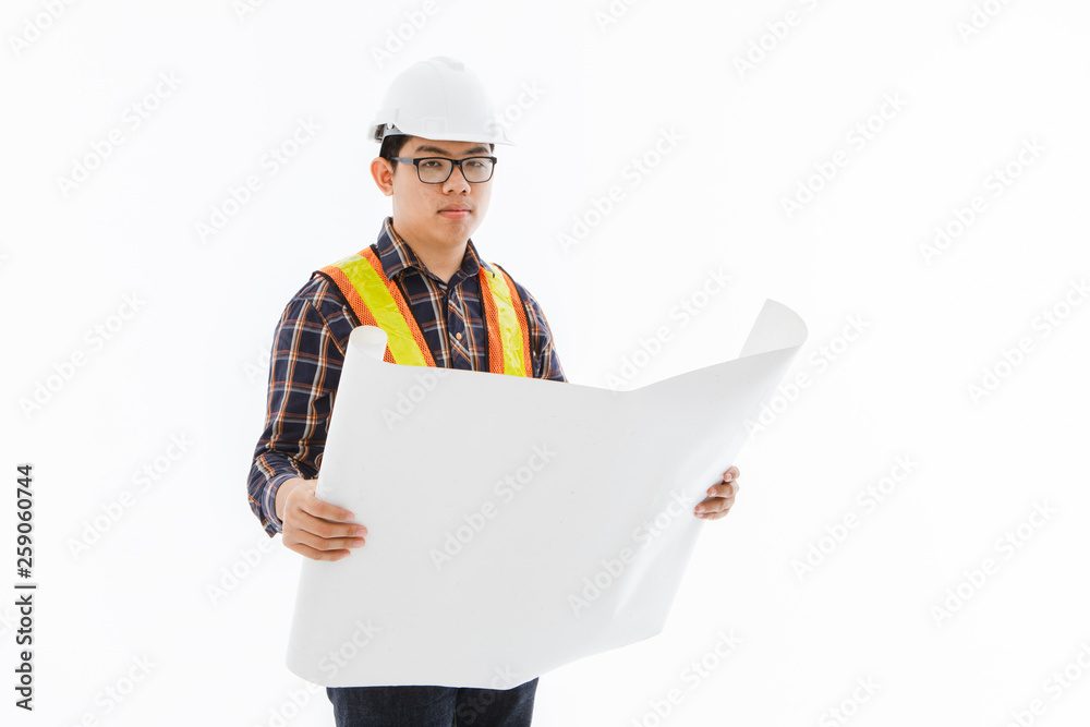 Engineer man standing yellow helmet Engineer man standing yellow helmet