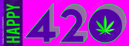 Happy 420 vector Marijuana Leaf, April 20 celebration