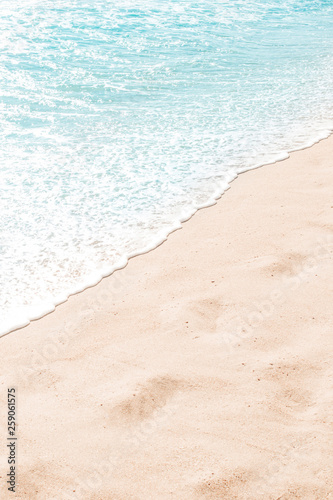 Photography Blue ocean wave on sandy beach