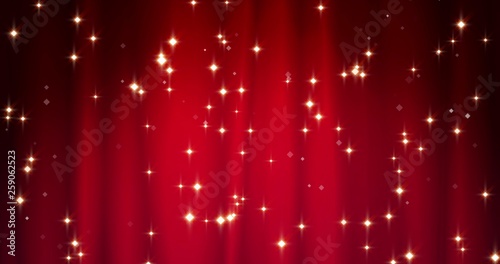 Red Merry Christmas background with golden stars. Walpaper for Valentine's day