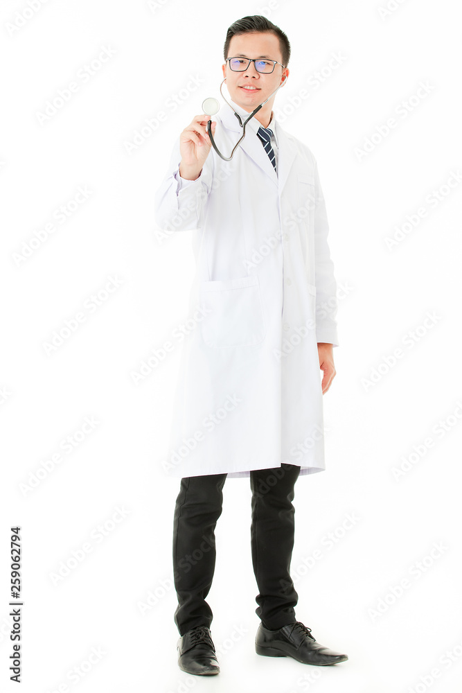 Asian doctor on isolated white background Asian doctor on isolated white background