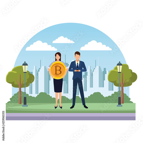 Business people with bitcoins