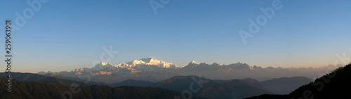 Fototapeta Naklejka Na Ścianę i Meble -  Kanchenjunga Range in Himalayas, panorama photography taken in the morning