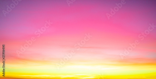 Fototapeta Naklejka Na Ścianę i Meble -  Pink sunset sky background. Beautiful Panorama of bright sky