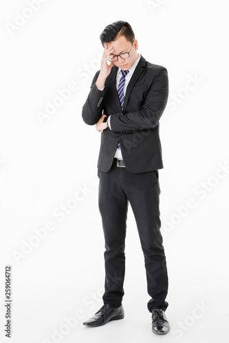 Young man on isolated white background