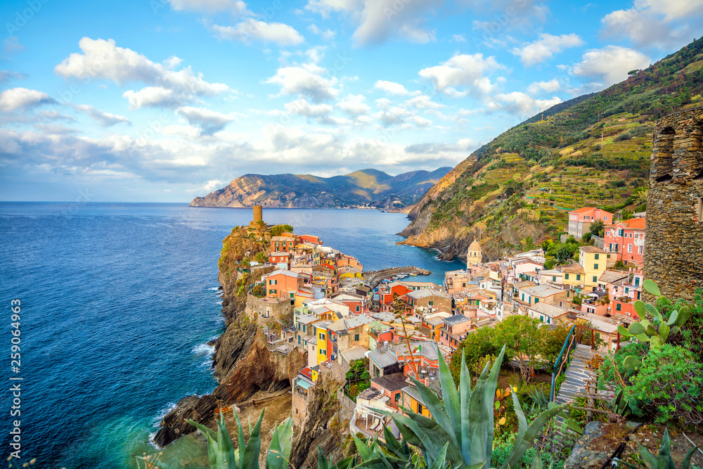 Naklejka premium View of Vernazza. One of five famous colorful villages of Cinque Terre National Park