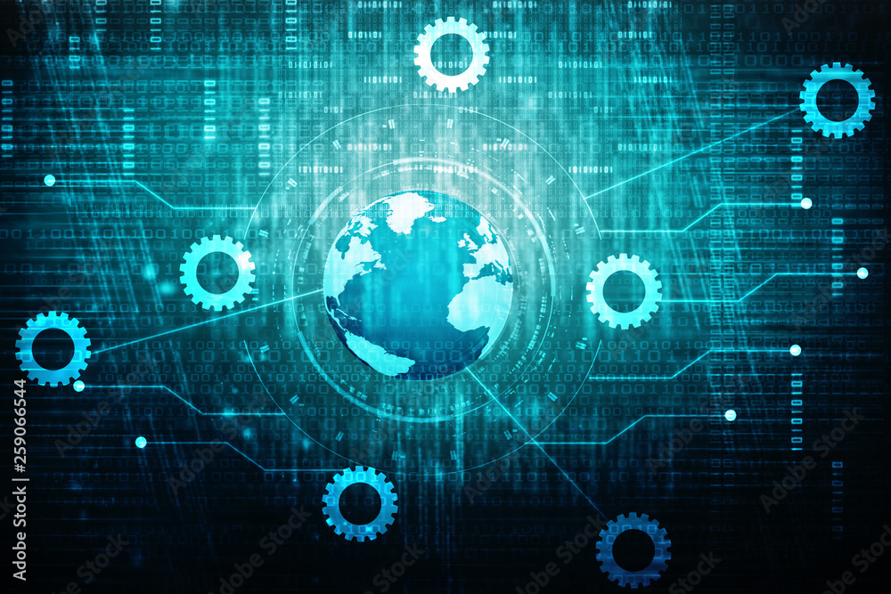 2d illustration Network community concept . Mixed media