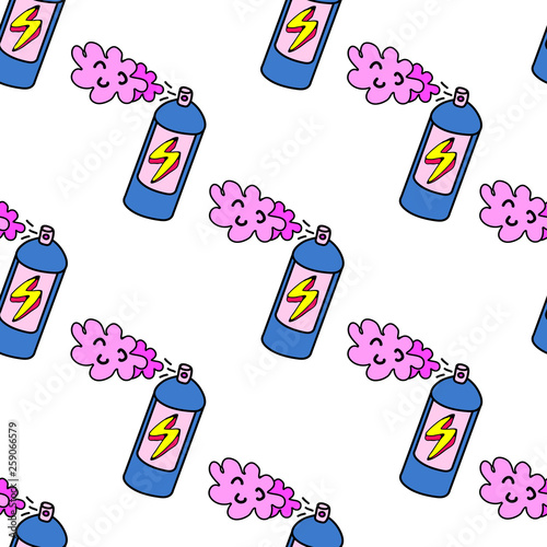 Graffiti aerosol spray paint cans seamless pattern. Underground culture, street art background. Vector wallpaper.