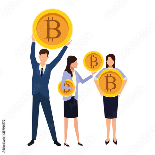 Business people with bitcoins