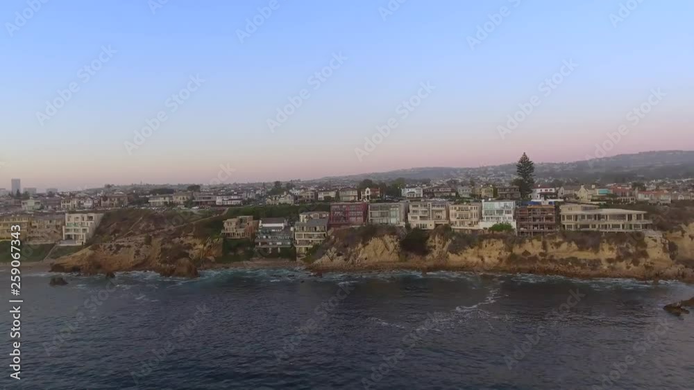 Sunset Aerial shot of beach in Corona del Mar, Newport Beach, CA Sunset Aerial shot of beach in Corona del Mar, Newport Beach, CA