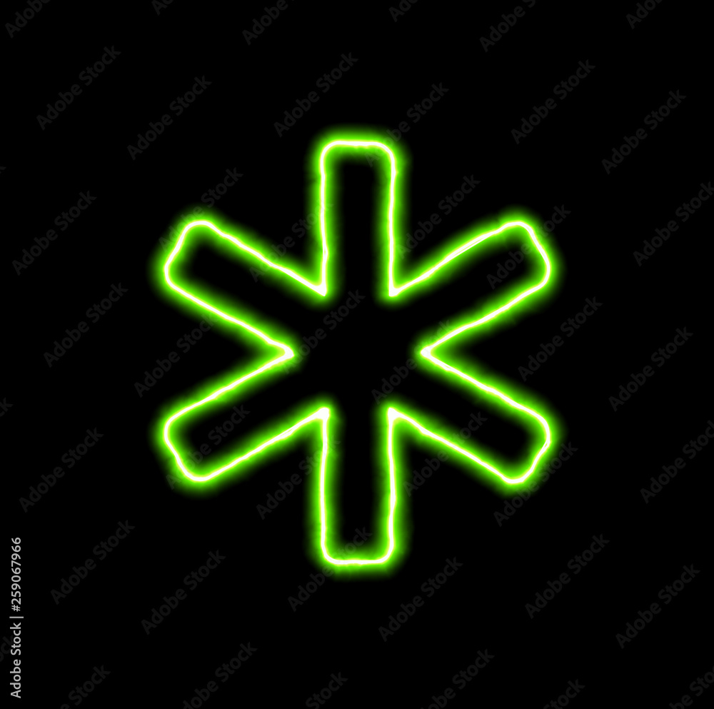 Obraz premium green neon symbol asterisk