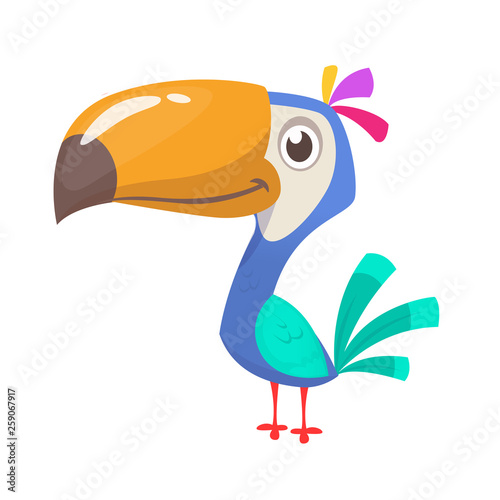 Toucan cartoon. Vector icon of toucan bird. Exotic colorful bird illustration