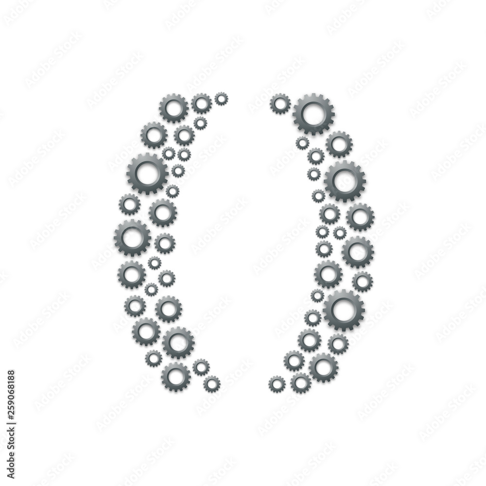 Alphabet set letter Punctuation brackets, Engineering Gear pattern, Teamwork system concept design illustration isolated on white background, vector eps 10 Alphabet set letter Punctuation brackets, Engineering Gear pattern, Teamwork system concept design illustration isolated on white background, vector eps 10