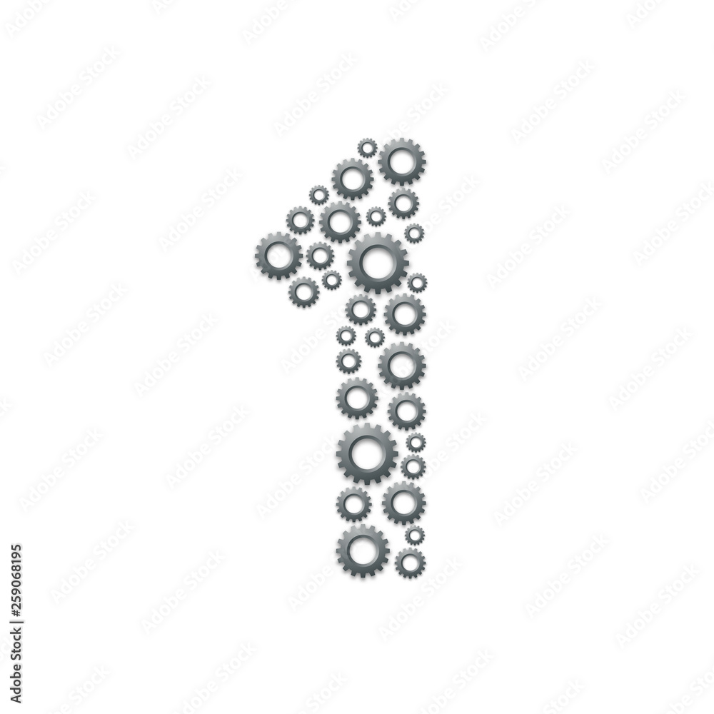 Alphabet set letter number one or 1, Engineering Gear pattern, Teamwork system concept design illustration isolated on white background, vector eps 10 Alphabet set letter number one or 1, Engineering Gear pattern, Teamwork system concept design illustration isolated on white background, vector eps 10